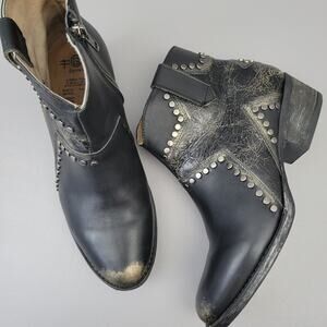 Corral Circle G Womens Black Star Inlay Studs Shortie Boots Size 9.5 M
